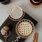 Taooba-Rattan Hand-Woven Coaster Teapot Placemat Japanese Mat Coffee Dessert Tea Dining Table Insulation Pad Kitchen Accessories