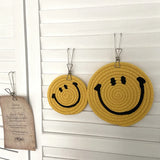 Ins Yellow Smiling Face Coaster Lovely Household Anti Sscalding And Heat Insulation Mat Meal Mat Tabletop Ornament Photo Prop