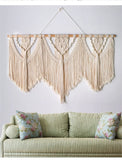 Taooba-Large Macrame Wall Hanging Tapestry  with  Wooden Stick Hand-Woven Bohemia Tassel Curtain Tapestry  Wedding Backgrou Boho Decor