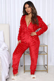 Taooba-Print Christmas Sleepwear 1 Piece Pajama For Adult Women Fall Fashion Casual Long Sleeve Trousers Hooded Jumpsuit Homewear