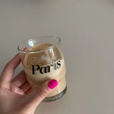 Taooba-Ins Style Chic Alphabet Printing Paris Juice Cup Dessert Glass Coffee Milk Tea Cup Simple Drinking Set