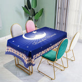 Frigg Muslim Eid Mubarak Tablecloth Waterproof Rectangle Print Table Cover Prayer Dining Table Cloth Islamic Ramadan Kareem Deco