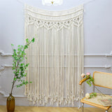 Taooba-Macrame Bohemian Tapestry 100% Hand-woven Cotton Wall Hanging For Door Window Curtain Hanger Decoration Wedding Décor 130*180cm