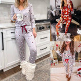 Taooba-New Women Pajamas Set Printed V-neck Long Sleeve Homesuit Women Casual Underwear