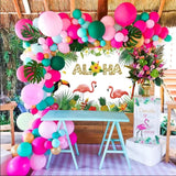 Tropical Hawaiian  Party Decoration Balloon Garland Arch Balloon Chain Pink Flamingo Birthday Decor Summer Hawaii Luau Aloha