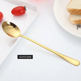 Taooba-Multi Purpose Stainless Steel Ice Spoon Stirred Spoon Titanium Rose Gold Black Gold Colorful Coffee Dessert Spoon Kitchen Tools