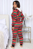 Taooba-Print Christmas Sleepwear 1 Piece Pajama For Adult Women Fall Fashion Casual Long Sleeve Trousers Hooded Jumpsuit Homewear