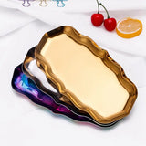 Taooba-Metal Storage Tray Stainless Steel Fruit Cake Sancks Jewelry Display Plate Desktop Cosmetic Storage Tray Kitchen Organizer Tools