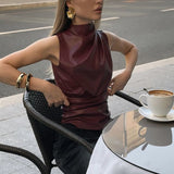 Taooba Damoni Faux Leather Sleeveless Top