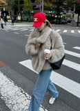 Taooba Asuna Faux Fur Jacket in Light Grey