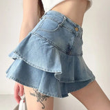 Taooba-Y2K Coquette Vintage Denim Skirt