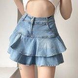 Taooba-Y2K Coquette Vintage Denim Skirt