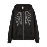 Taooba-Y2K Rhinestone Skeleton Hoodie