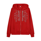 Taooba-Y2K Rhinestone Skeleton Hoodie