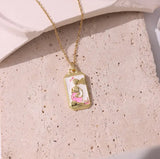 Taooba-Pink Tarot Card Necklace