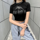 Taooba-Spider Rhinestone Crop Top