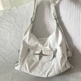 Taooba-White Leather Y2k Bag