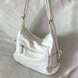 Taooba-White Leather Y2k Bag