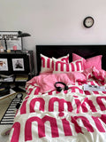 Taooba-Korean Pink Letter Bedding Set