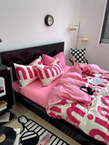 Taooba-Korean Pink Letter Bedding Set