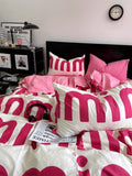 Taooba-Korean Pink Letter Bedding Set