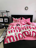 Taooba-Korean Pink Letter Bedding Set