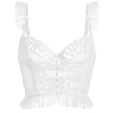 Taooba Kamela Ruffle Detail Lace Corset Top