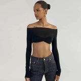 Taooba Karalyn Mesh Crop Long Sleeve Top