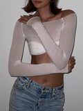 Taooba Karalyn Mesh Crop Long Sleeve Top