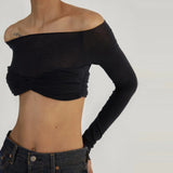 Taooba Karalyn Mesh Crop Long Sleeve Top