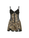 Taooba Kriti Leopard Lace Splice Dress