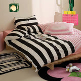 Taooba Mixed Black and Pink Striped Bedding Set