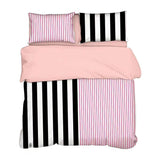 Taooba Mixed Black and Pink Striped Bedding Set