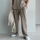 Taooba-9524 PLEATED SLEEVELESS SHIRT & WIDE DRAWSTRING PANTS