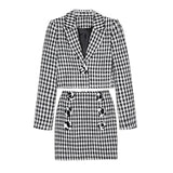 business casual outfits 2024 Spring Houndstooth Suit Hera Fragrant High Waist Skirt Slimming Suit Suit