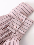 Taooba- French Stripe Long-Sleeved Shirt and Shorts Set