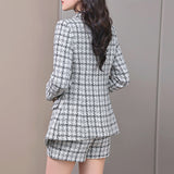 Taooba business casual outfits Autumn and Winter New Plaid Long-Sleeved Suit Jacket Women's Skirt Pants Two-Piece Suit Elegant Fashion Temperament Fashion