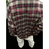 harajuku  American-Style Embroidered Plaid Shirt Long-Sleeved Men's Pu Handsome High-Grade Plaid Shirt Cleanfit Coat Top