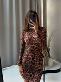 Taooba Eveline Leopard Print Long Sleeve Dress