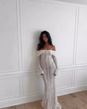 Taooba Daysi Off Shoulder Lace Maxi Dress