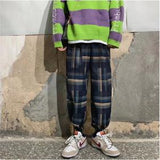 coachella valley music festival Spring High Street Ins Casual Pants Men's Trendy Plaid Sports Pants Youth Loose Drawstring Ankle-Tied Pants