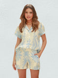 Taooba- Casual Printed Short Sleeve Pajamas Shorts Suit