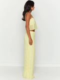 Taooba- Two Piece Yellow Sleeveless Top and Long Skirt Set