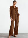 Taooba- Comfortable High-End Long Sleeved Trouser Simple Two-Piece Set