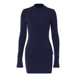 mcbling dress to impress Women's Clothing 2024 Spring/Summer Fashion Elegant round Neck Long Sleeve Slim Fit Slimming Sexy Sheath Dress Women