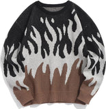 y2k outfits Winter New High Street Street Casual Contrast Color Loose Knitted Sweater Top Men's Sweater