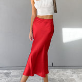 guys in skirts Autumn Women's Long Skirt High Waist Satin Slim Temperament Casual Draping Sheath Satin Skirt for Women