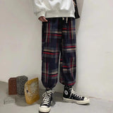 Taooba coachella valley music festival Spring High Street Ins Casual Pants Men's Trendy Plaid Sports Pants Youth Loose Drawstring Ankle-Tied Pants