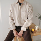 Taooba-3505 DARK CREAM CORDUROY COLLAR SHIRT