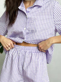 Taooba- Two Piece Purple Soft Short Sleeved Shorts Pajamas Set